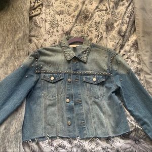 Cropped studded Jean jacket